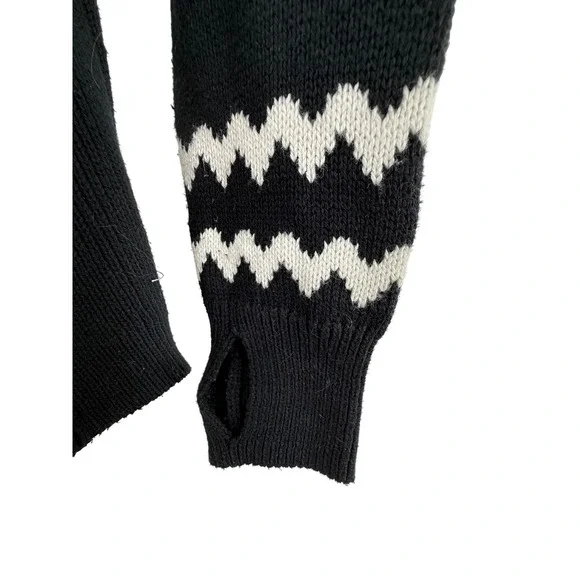 T by Talbots Womens Black Snowflake Fair Isle Mock Neck Zip Sweater Size S - Picture 10 of 14